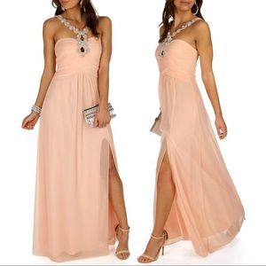 Brianna Blush Rhinestone Dress
